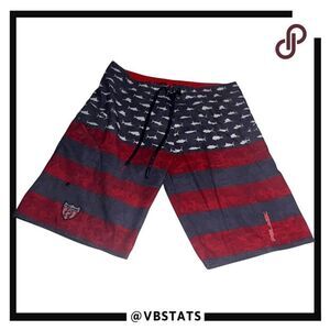 Pelagic Men's Sharkskin Patriotic American Flag Board Shorts Multicolor Size 34‎